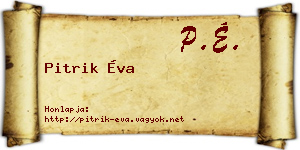 Pitrik Éva névjegykártya